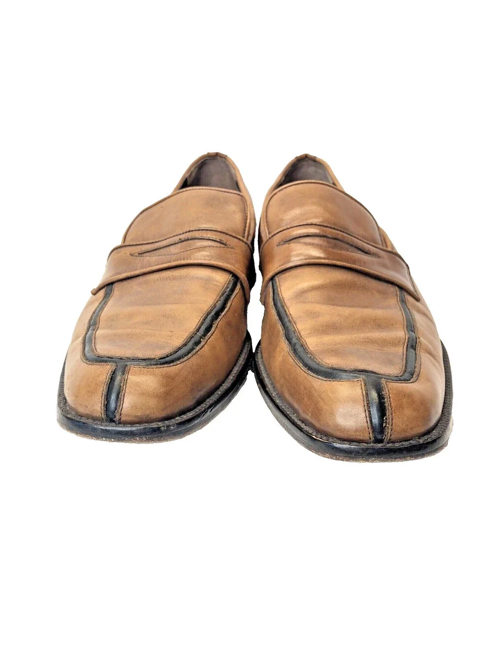 PETER HUBER Men's Brown Leather Dress Shoes Loafers Custom Made ShanghaI Sz 8.5
